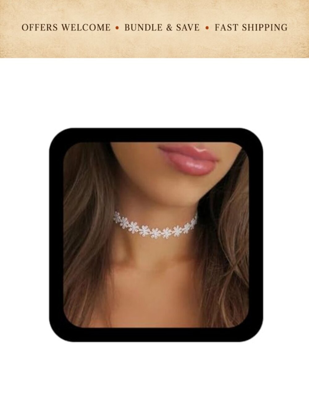Lace Flower Choker Necklace Daisy Tattoo Choker Retro 90s Chain Jewelry